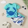 thumbnail image 2 of Toimothcn Toddler Baby Boys Outfit Sets Short Sleeve Casual Hawaiian Crab Printed T Shirts Stretchy Shorts 2Pcs Outfit Sets Soft Loose Summer Clothes Sets Comfy Children'S Clothing, 2 of 9