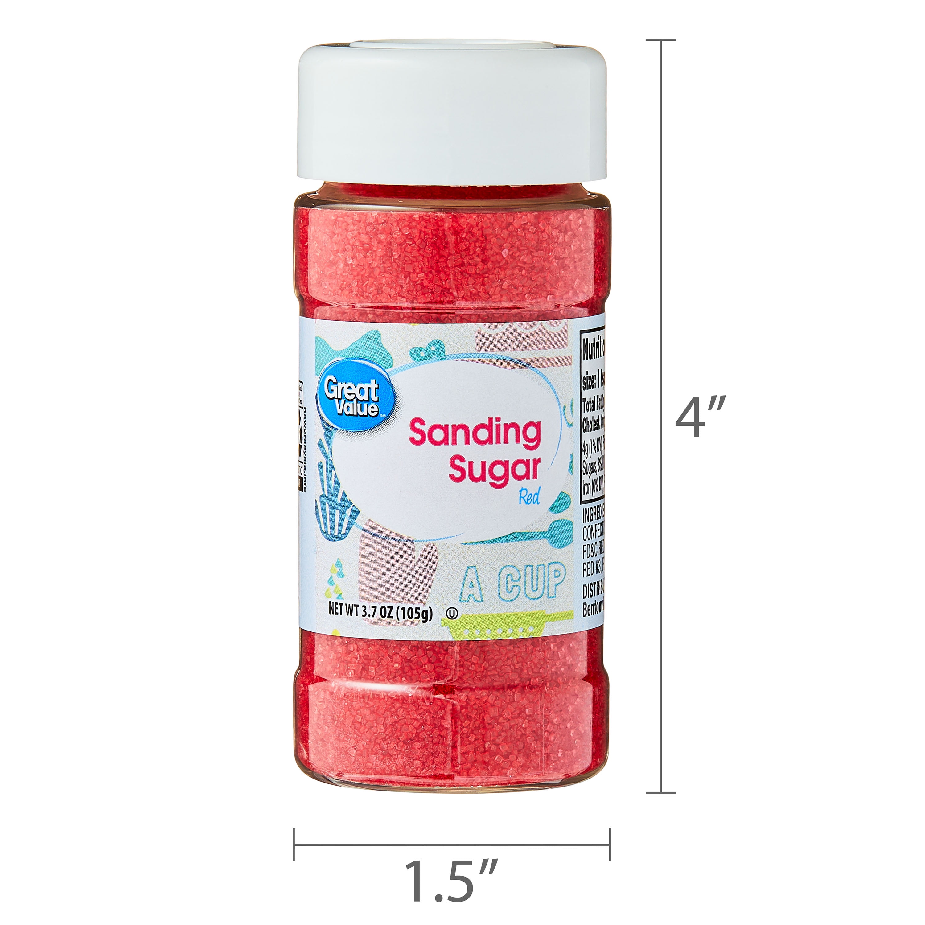 (3 pack) Great Value Red Sanding Sugar, 3.7 oz