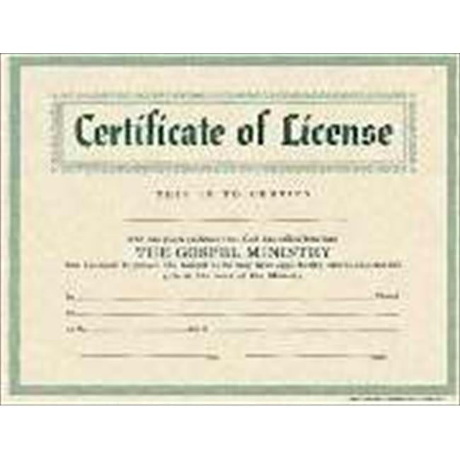 B & H Publishing Group 465105 Certificate License Ministers Parchment ...