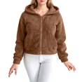 thumbnail image 3 of DAFPZW Faux Fur Fleece Jacket for Women Zip Up Sherpa Jackets Fluffy Coat Fuzzy Teddy Winter Hoodies, 3 of 9