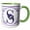 Green/White, variant on 3drose, Pretty Purple Floral and Stripes Monogram Initial S, 11oz Two-tone Blue Mug