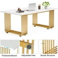 thumbnail image 7 of Finmind White Executive Desk with Gold Metal Legs,70.9" Modern Office Desk, Wooden Computer Desk, Large Workstation for Home Office, Study Writing Desk, Small Conference Table for Meeting Room, 7 of 7