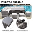 thumbnail image 4 of Set of 7 Outdoor Patio Furniture, 7 Pieces Outdoor Sectional Conversation Sofa with Dining Table, Chairs and Ottomans, with Backrest and Removable Cushions, 4 of 7