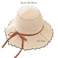 thumbnail image 2 of Fewfanhot Women Scalloped Wide Brim Straw Bucket Hat, UPF Sun Protection Foldable Beach Fisherman Hat with Fabric Ribbon Bow, 2 of 5