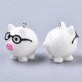 thumbnail image 3 of U8MO 5pcs Resin Cute Pig Pendants Animal Dangle Charms DIY Craft With Loop 28x24mm, 3 of 3