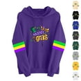 thumbnail image 2 of ClodeEU Women Mardi Gras Sweatshirt ,With Hoodeid , Carnival Outfit Patch Pullover Tops Fat Tuesday Gift Sweatshirt C-White,Womens Plus XL, 2 of 5