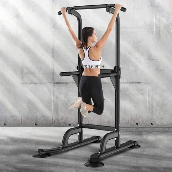 SogesPower Adjustable 82.7"H Pull up Bar Power Tower Dip Stands Multifunctional Fitness Station for Home