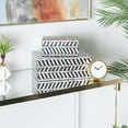 thumbnail image 2 of DecMode Handmade Chevron Pattern Gray Mother of Pearl Shell Decorative Box with Hinged Lid, 2 Count, 2 of 12