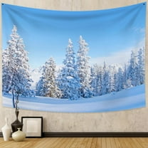 DaShan Winter Forest Tapestry Wall Hanging,Winter Scenery Backdrop for Dorm Living Room Bedroom Decor 40x30 Inches