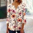 thumbnail image 3 of BangWanChi Shirts for Women 2024 Women Fashion Printed Casual V-Neck Short Sleeve Loose T-Shirt Blouse Tops, 3 of 4
