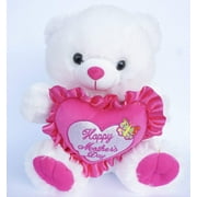 12 Inch White Musical Teddy Bear with "Happy Mother's Day" Heart