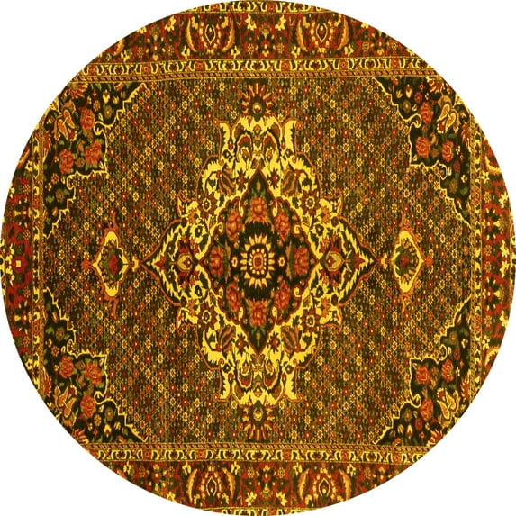 Ahgly Company Indoor Round Persian Yellow Traditional Area Rugs, 3' Round