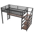 thumbnail image 6 of LOOM Twin XL Loft Bed with Desk and Storage Stairs,Metal Loft Beds with LED Lights,USB Ports,Multifunctional Iron Nets,No Spring Box Needed and Noise-free,Black, 6 of 9