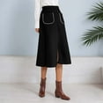thumbnail image 4 of RUTAYY Women Suede A-Line Midi Skirt With Elastic Waist And Front Pockets For Fall And Winter Solid Color Smocked Boho Pleated Skirts, 4 of 7