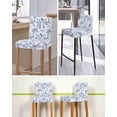 thumbnail image 5 of Blue Botanical Bar Stool Covers Set of 2, Vintage Botanical Birds Stretch Washable Bar Chair Covers with Backs, Removable Pub Counter Height Chair Cover for Kitchen Dining Room Cafe, 5 of 7