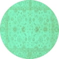 thumbnail image 1 of Ahgly Company Indoor Round Oriental Turquoise Blue Traditional Area Rugs, 4' Round, 1 of 4