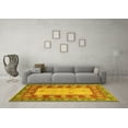 thumbnail image 3 of Ahgly Company Machine Washable Indoor Round Abstract Yellow Modern Area Rugs, 4' Round, 3 of 4