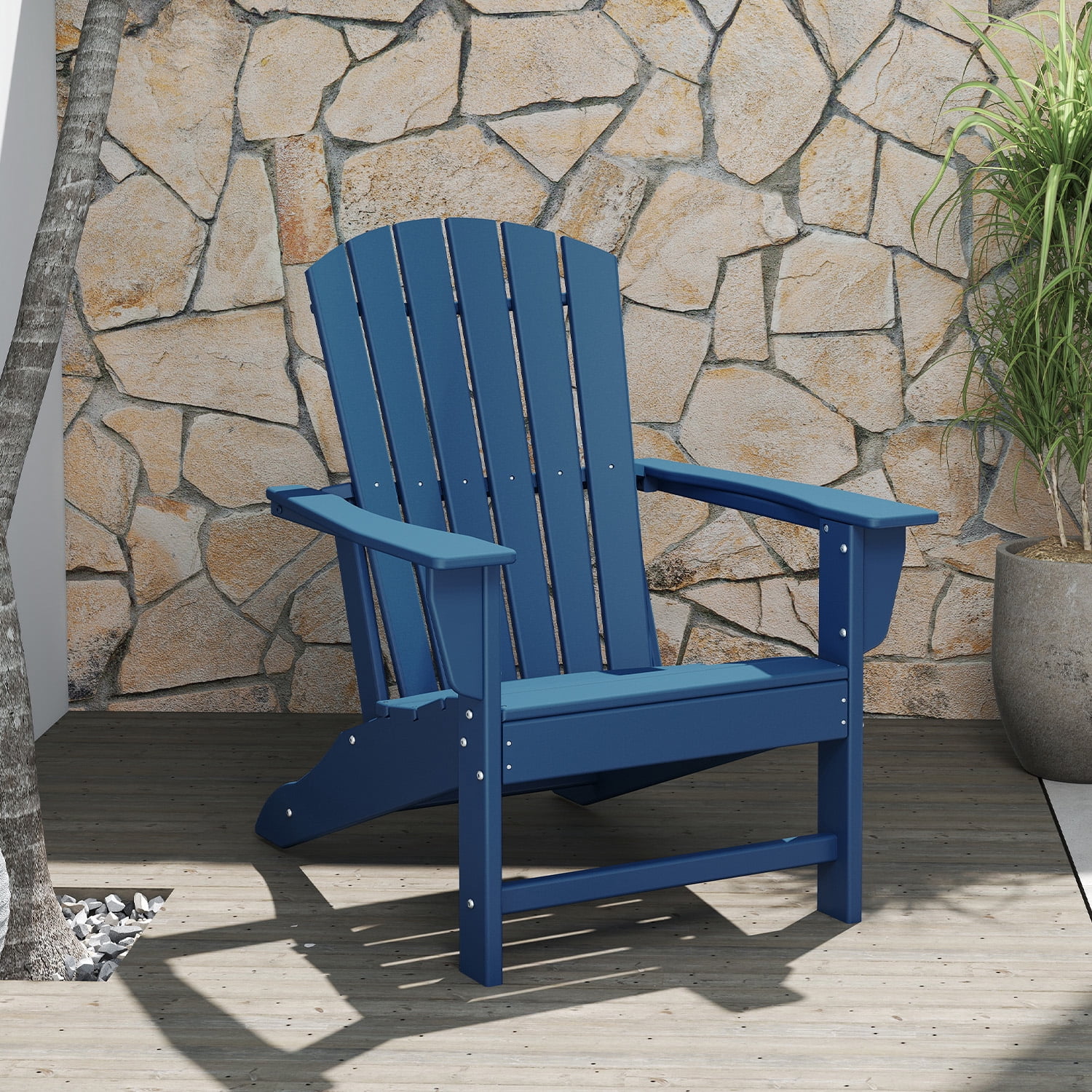PIPOPA Outdoor Adirondack Chair set of 2, HDPE All Weather Patio Chair for Deck Backyard Garden, Blue