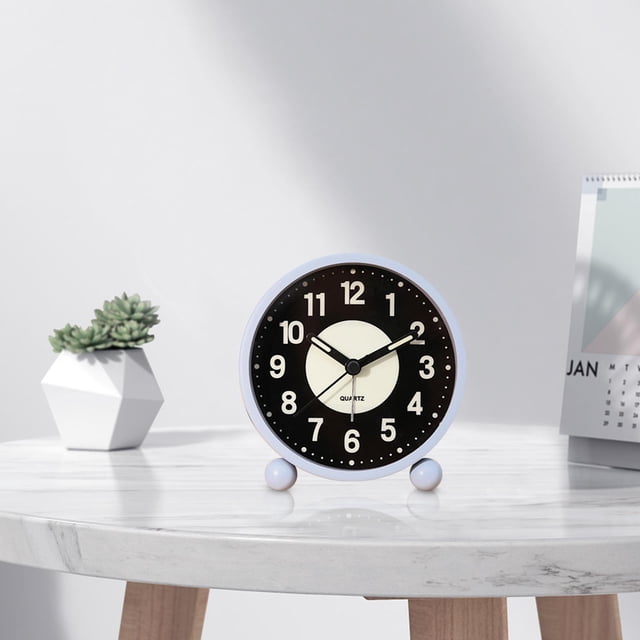 Reloj despertador analógico pequeño, reloj despertador silencioso clásico que no hace tictac, funciona con pilas, luminoso, reloj de para Azul Baoblaze Reloj de escritorio
