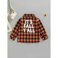 thumbnail image 4 of Bagilaanoe Toddler Baby Boys Casual Shirt 1-6 Years Kids Long Sleeve Plaid Letter Print Front Button Tops, 4 of 8