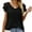 Black, variant on Womens Summer Tops Ruffle Short Sleeve V Neck T-Shirts Casual Loose Fit