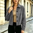 thumbnail image 4 of Luivaraty Suede Jacket Women Plus Size Laple Bomber Jacket Fashion Trendy Long Sleeve Button Up Outwear Jeckets, S-3XL, 4 of 7