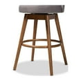 thumbnail image 5 of Baxton Studio Carra Mid-Century Modern Grey Fabric Upholstered Walnut-Finished Wood Swivel Bar Stool Set of 2, 5 of 7
