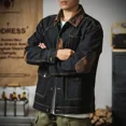 thumbnail image 2 of Chaqueta vaquera para hombre, informal, con botones, estilo cargo, de moda, abrigo vaquero rápido para hombre, entrega barata, elegante, original, estética de lujo Y2k, 2 of 5