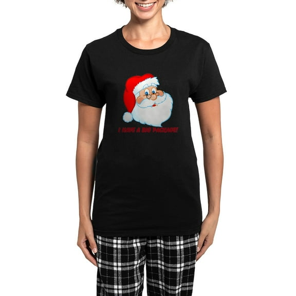 CafePress - Funny Christmas Santa Claus Women's Dark Pajamas - Women's Short Sleeve Print T-Shirt and Pants Dark Cotton Pajama Set