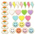 thumbnail image 1 of 28pcs Chenille Rainbow Iron On Parches Smile Face Lightning Star Sew On Love Heart Parches TUNC Sencillez, 1 of 5