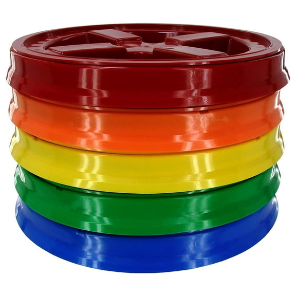 KioJJp Seal Lid, Assorted Colors, 5 Pack - New! - Boxed! - 5 Gallon Bucket Lids (Fits 3.5, 5, 6, & 7 Gal.) Storage Container Lid by KioJJp