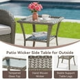 thumbnail image 5 of Unnifurnzi Outdoor Wicker Side Table-Patio PE Rattan End Table with Tempered Glass Top 2-Tier Storage Shelf Square Side Table for Deck Porch Balcony Garden-Gray, 5 of 7