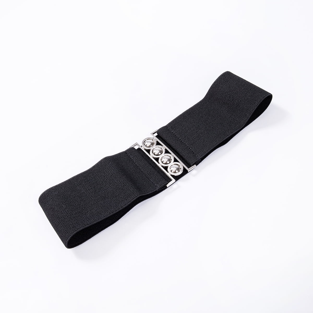 3-Pack Women\'s Wide Stretch Waist Belts, Metal Buckle, Polyester Spandex Women-Stretchy-Metal-Buckle-Skinny-Waist-Belt-3-Inch-Wide  main image 4
