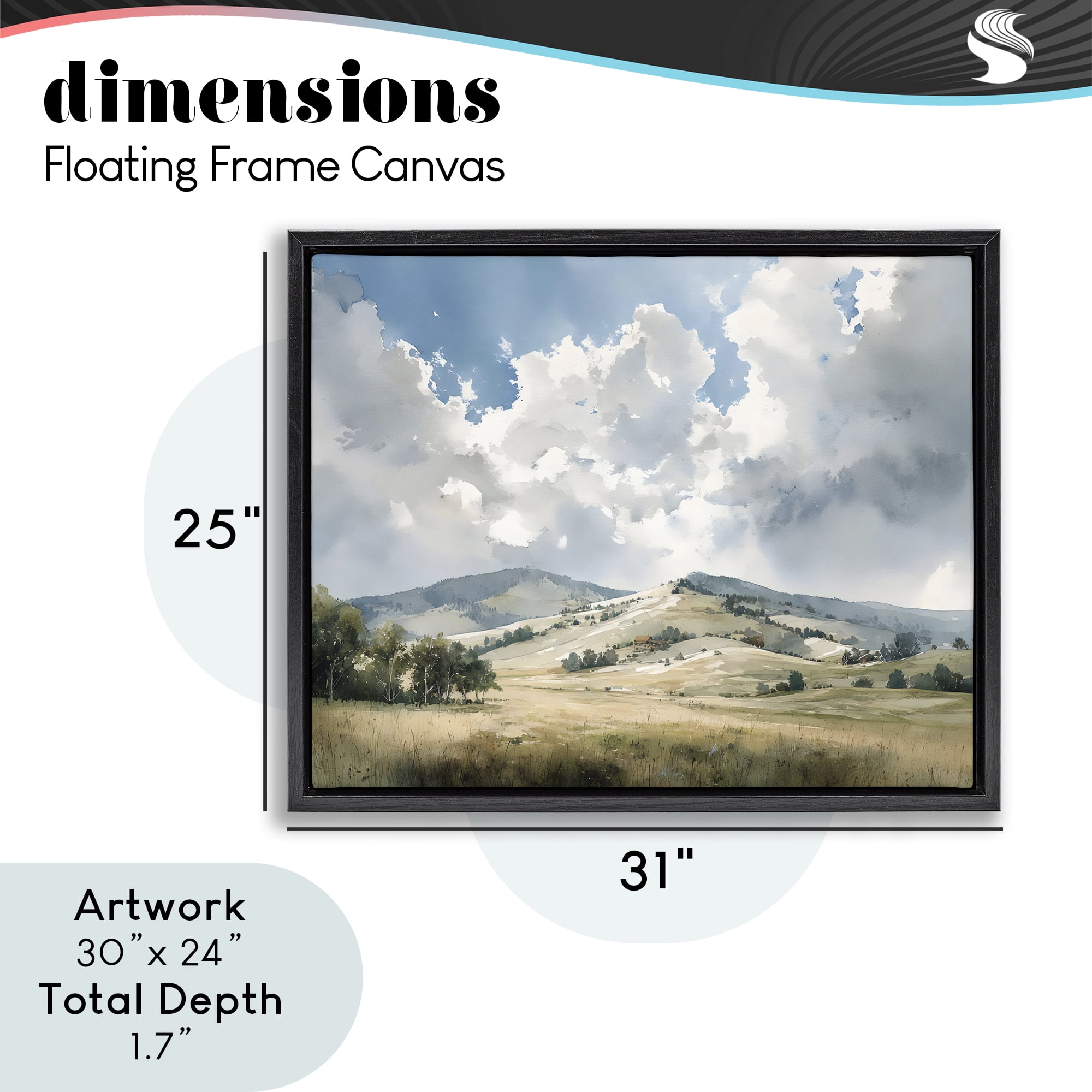 Stupell Industries Tranquil Hills Meadow Black Framed Floater Canvas Wall Art, design by Franklyn Gregory