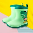 thumbnail image 2 of Zwiiyzr Toddler Boys Girls Shoes 18 Months-10.5 Years Rain Booties Baby Dinosaur Infant Kids Cute Cartoon Rain Booties Green, 2 of 4