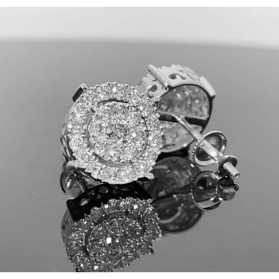 10K WHITE GOLD 1.25 CARAT MENS WOMENS 11 MM 100% GENUINE DIAMONDS EARRING STUDS