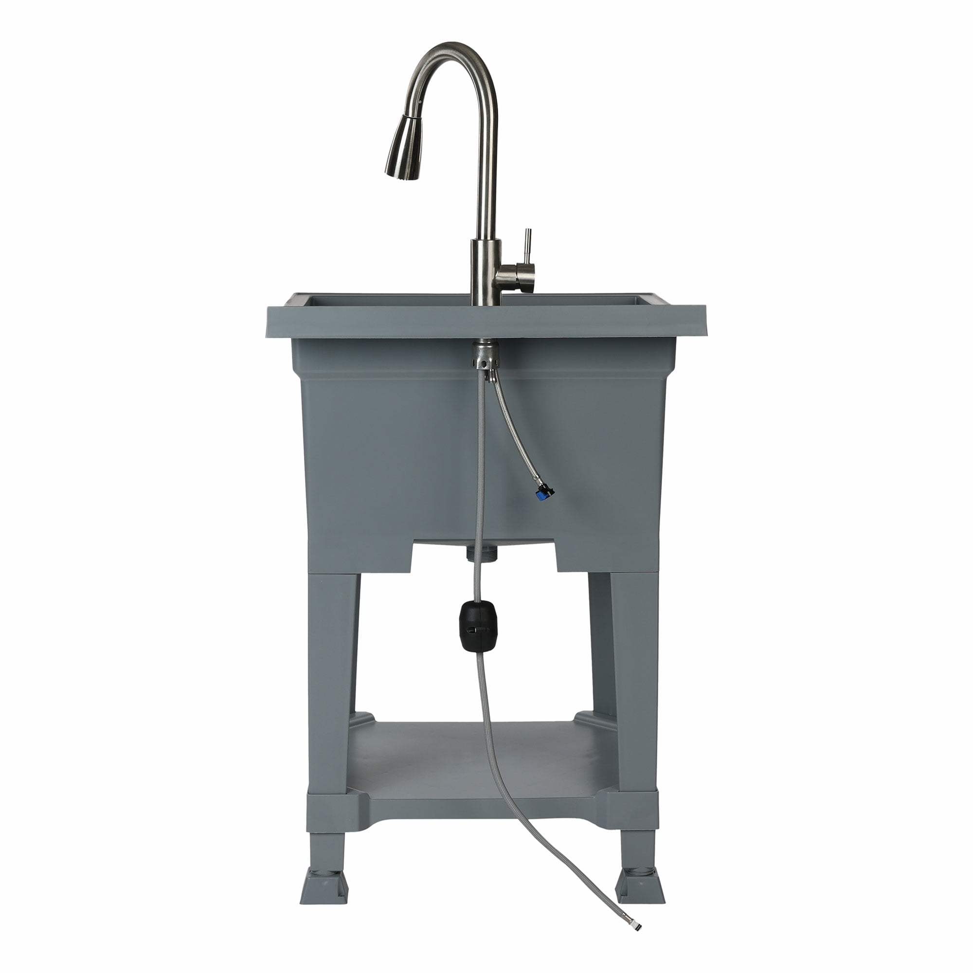UTILITYSINKS Plastic 24" Freestanding Compact Workshop Utility Sink, Grey