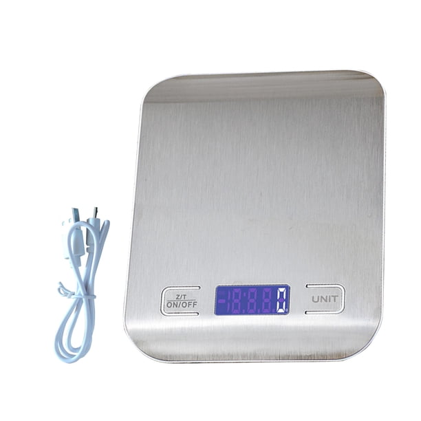 Báscula para alimentos, 11 lb. Báscula de cocina con función de tara de 6 unidades y pantalla LCD, báscula Digital de acero inoxidable de 0,05 Oz/1g para hornear, cocinar y hacer dieta