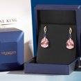 thumbnail image 5 of Gem Stone King 925 Silver and 10K Yellow Gold Peach Nano Morganite and Blue Created Sapphire Earrings for Women | 21.39 Cttw | Gemstone October Birthstone | Pear Shape 18X13MM, 5 of 6