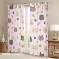 thumbnail image 2 of Manfei Kawaii Kitten Blackout Curtains, Boho Flower Floral Window Curtains Pack of 2 (38x45 Each), Pink, 2 of 6