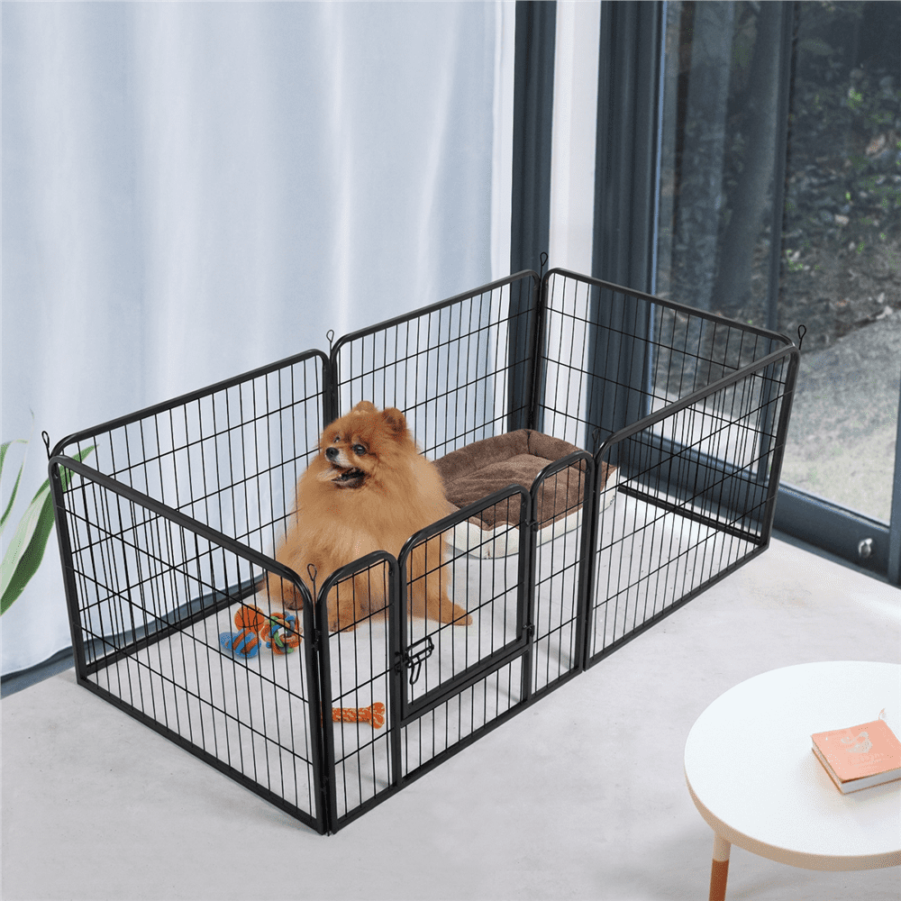 Renwick 12 Panels Heavy Duty Dog Playpen Pet Exercise Fence Black