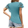 thumbnail image 3 of Camiseta De Manga Corta Con Volantes De Encaje,Tops De Manga Corta Con Cuello Redondo De Manga Corta De Encaje De Moda Camiseta De Manga Corta Con Volantes Rendimiento Sólido, 3 of 5
