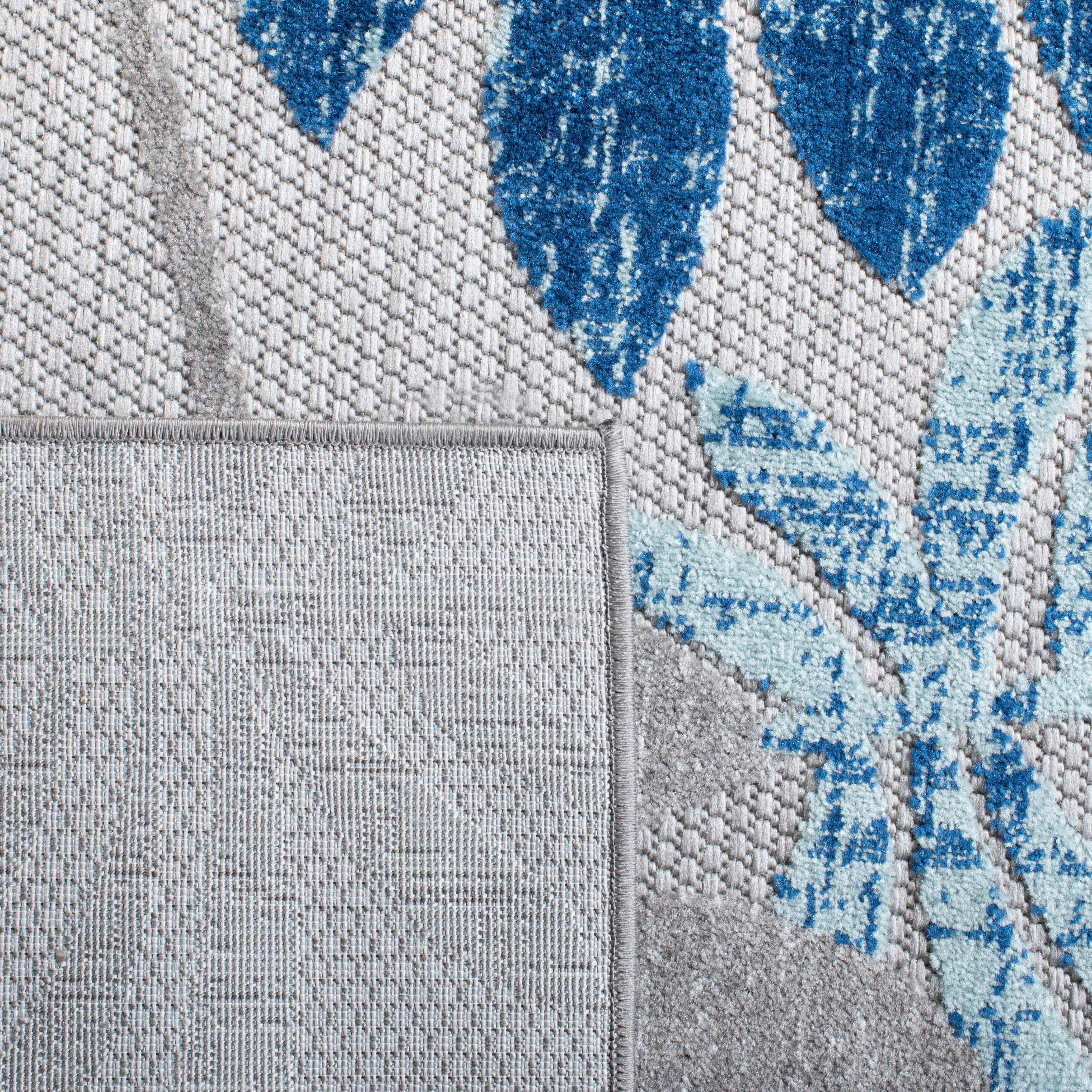 SAFAVIEH Cabana Elouise Botanical Indoor/Outdoor Area Rug, Grey/Blue, 5'3" x 5'3" Square