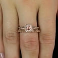 thumbnail image 5 of 2 carat Morganite Diamond Trio Ring Set 10k Rose Gold, 1 Halo Engagement Ring and 2 Wedding Bands, 5 of 5
