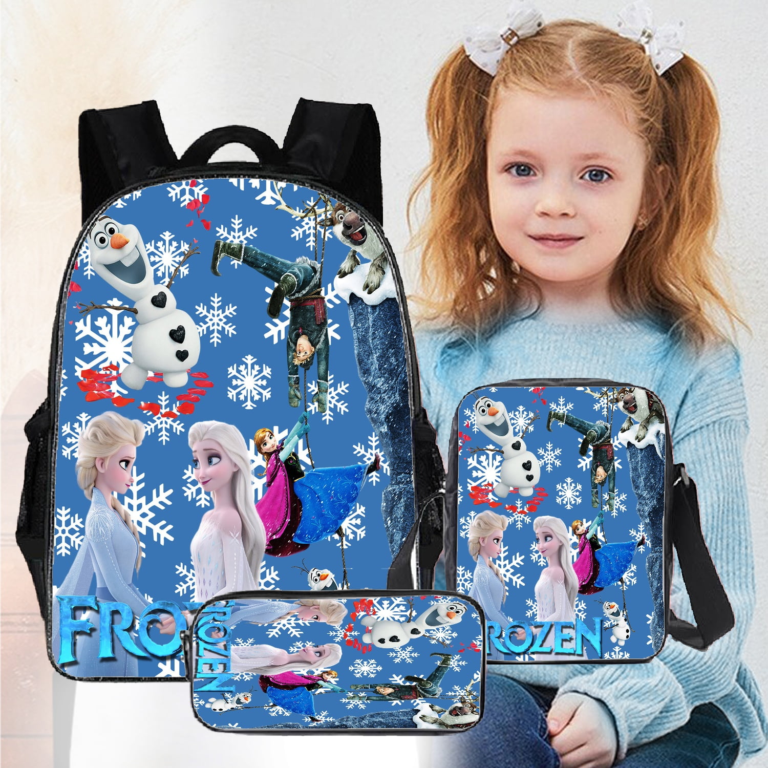 Set of 3 Frozen Elsa Olaf Laptop Backpack Women,Preschool Backpack