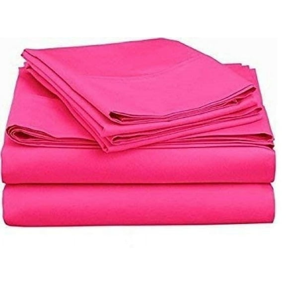 1000 Thread Count 5 Pcs Split Bed Sheets Set Solid Egyptian Cotton Split King Size 15 Inches Deep Pocket Hot pink Solid Cotton Sheets
