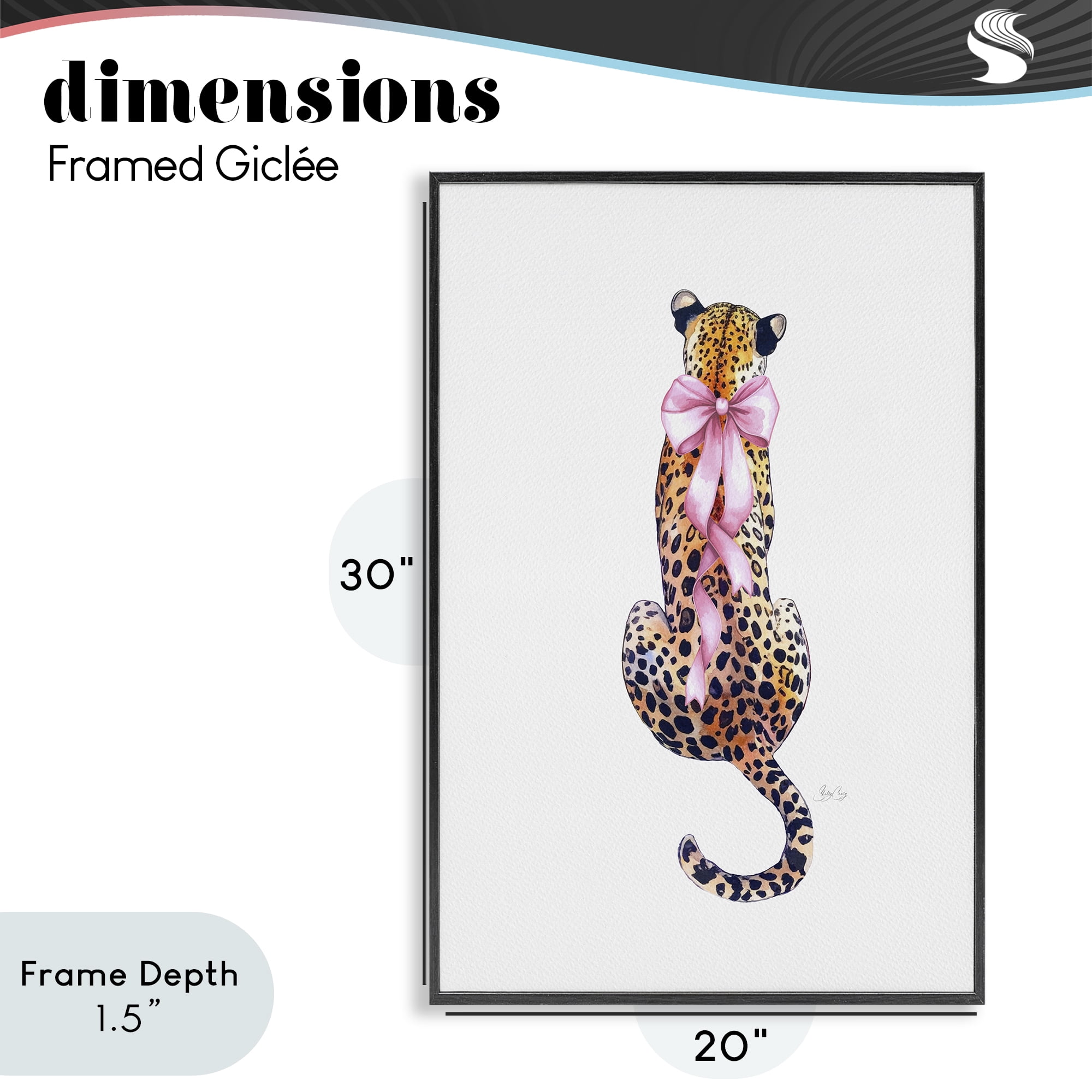 Stupell Industries Poised In Pink Cheetah Black Framed Giclee Art, design by Shelly Craig