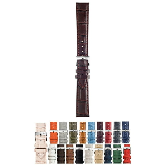 Morellato Bolle Alligator Embossed Genuine Calf Leather Watch Strap - Bordeaux - 18mm - Chrome-plated Stainless Steel Buckle - MORELLATO 1930 Collection