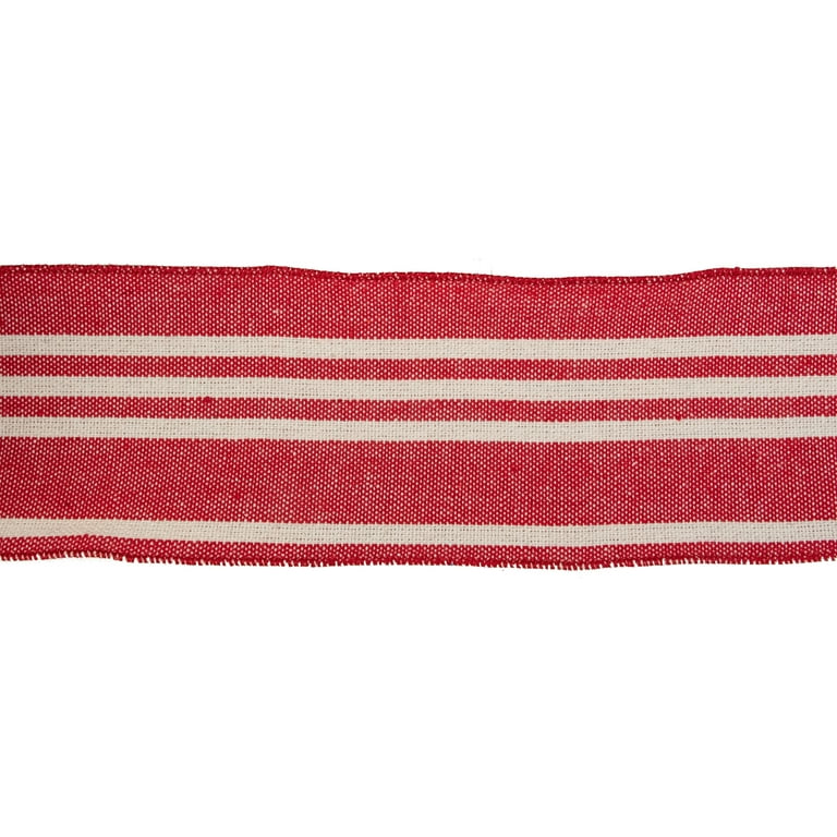 Red/White Striped 2 1/2 inch x 10 Yards Velvet Ribbon - by Jam Paper