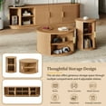 thumbnail image 6 of Euroco Wooden TV Stand & Coffee Table Set with Fluted Sliding Door for TVs up to 75", Golden Handles Media Console with Cable hole, Farmhouse Round Center Table for Living Room,, 6 of 9